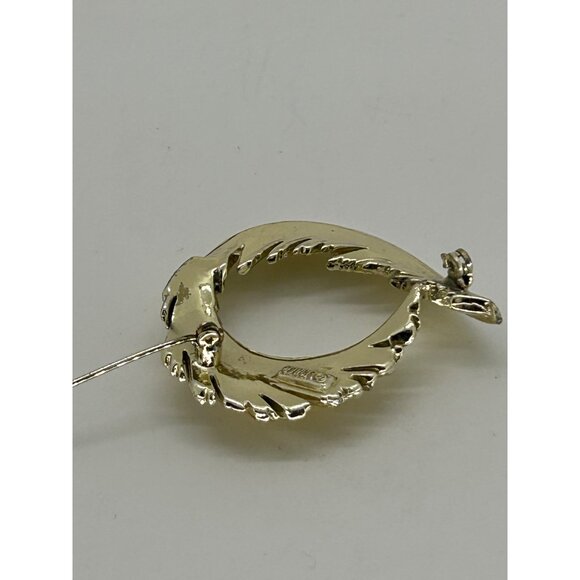 Vintage Lisner Brooch Pin Gold-Tone Curved Feather Elegant 3 Dimensional Design - Picture 4 of 14